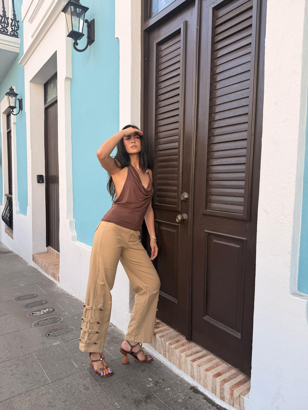 Draped Beaded Halter Top