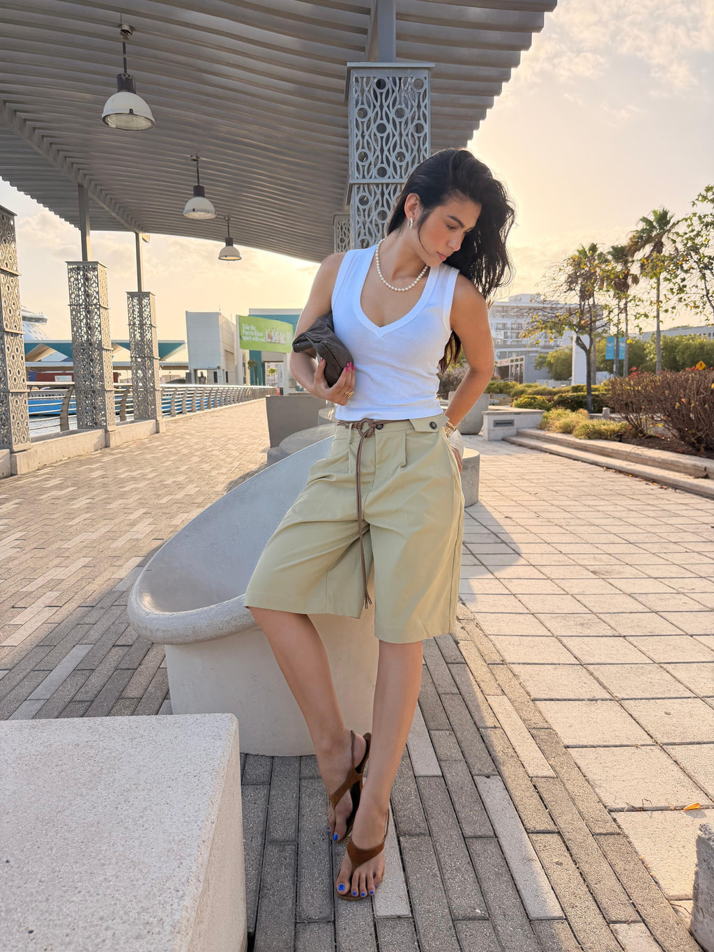 Belted Bermuda Shorts